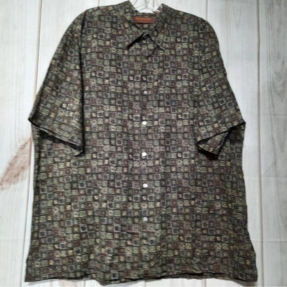 Tori Richard Honolulu Mens 2XL Cotton Lawn Shirt Geometric Mosaic Tile Print USA